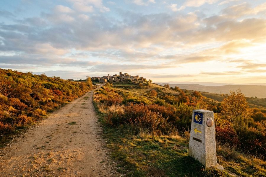 Sendero del Camino de Santiago subiendo hacia Foncebadón por la Maragatería